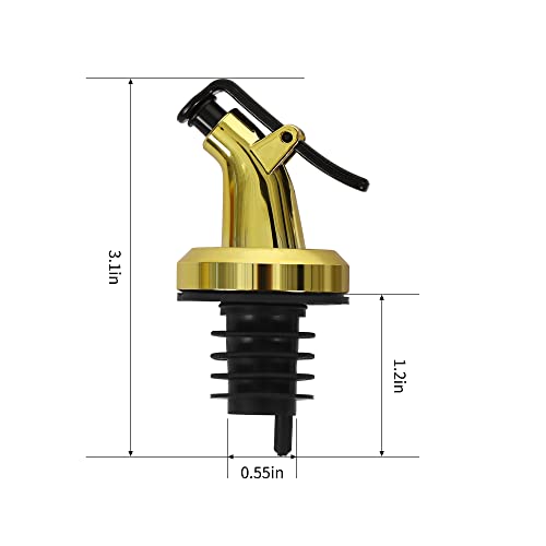 12 Pcs Gold Oil Dispenser Spouts for Bottles – Leakproof Olive & Vinegar Pourer Set
