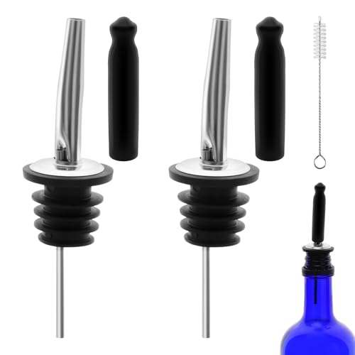 Eispap 2 Pack Stainless Steel Liquor & Oil Pourers with Dust Caps – Variation 2
