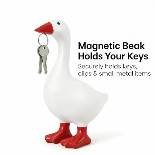 7-Inch Magnetic Desk Goose Statue - Cute Desktop Key Holder Organizer