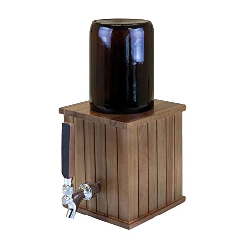 64oz Beer Growler Tap with Acacia Wood Base and Chalkboard Handle