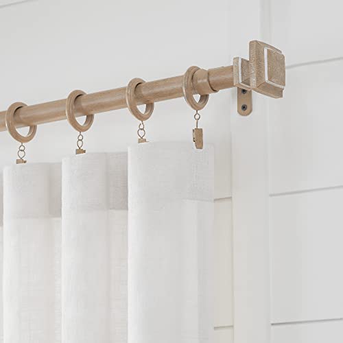 Farmhouse Adjustable Curtain Rod with Square Finials, 76 to 144 Inch