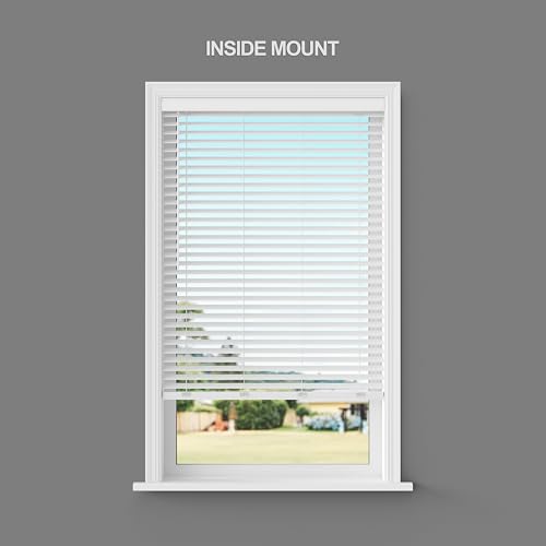 Cordless 2" Faux Wood Blinds, 34" W x 60" L, White