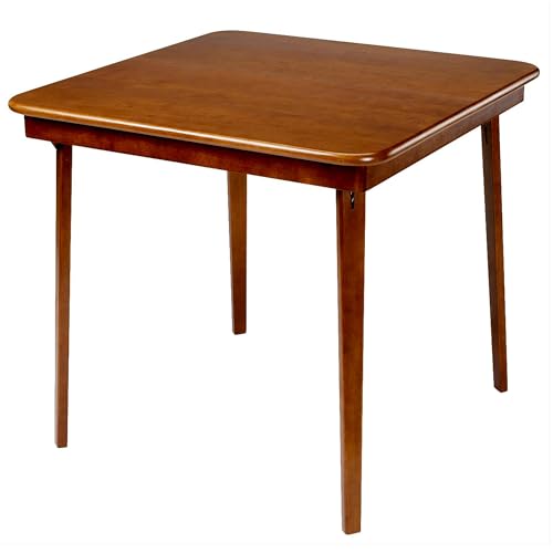 32x32 Solid Hardwood Square Folding Table, Fruitwood Finish