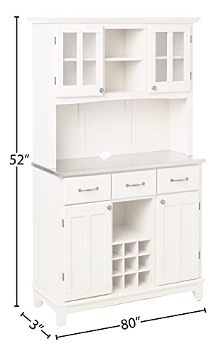 Off-White Buffet Server with Hutch and Wine Storage, 44-Inch Wide