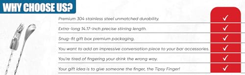 Stainless Steel Life-Size Finger Cocktail Stirrer - Funny Bar Tool, 36cm