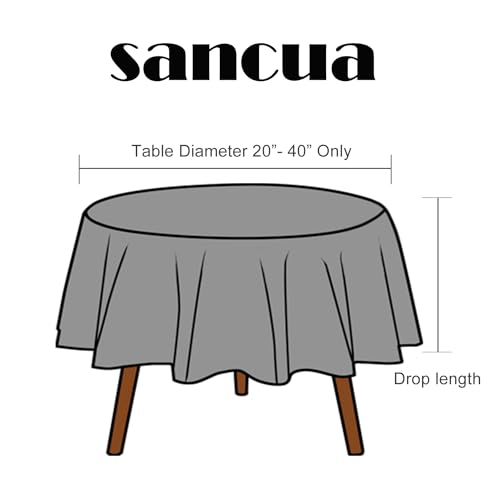 Black Round Tablecloth 60 Inch - Water Resistant Polyester Table Cover