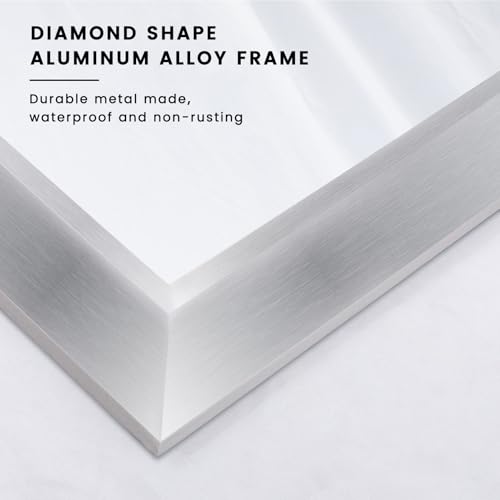 24x30 Inch Rectangular Bathroom Wall Mirror, Brushed Silver Metal Frame