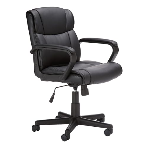 Mid-Back Padded Office Desk Chair, Adjustable Height and Swivel, Black