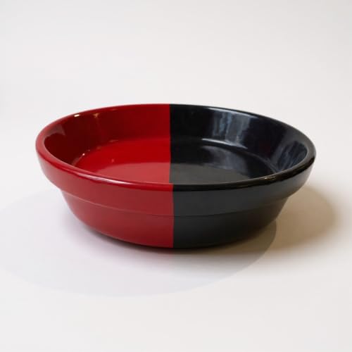 6-Inch Red and Black Ceramic Offering Plate for Santeria Rituals