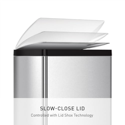 50 Liter Rectangular Kitchen Step Trash Can Brushed Stainless Steel