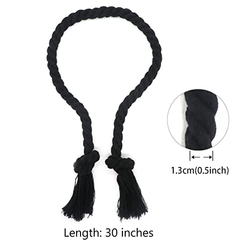 4 Pack Cotton Rope Curtain Tiebacks, Rustic Tassel Holdbacks for Drapes