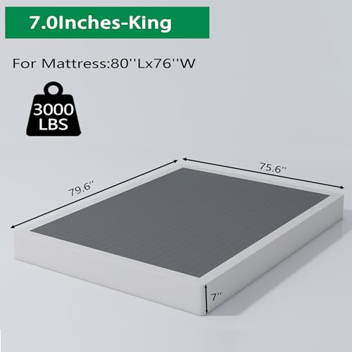 7-Inch King Size Heavy Duty Metal Box Spring with Non-Slip Cover