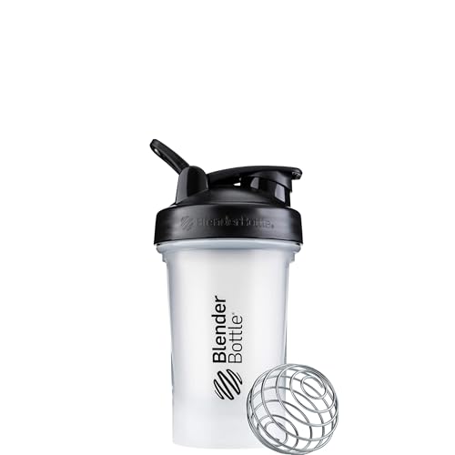 Plastic Shaker Bottle with Wire Whisk 20 oz Clear Black