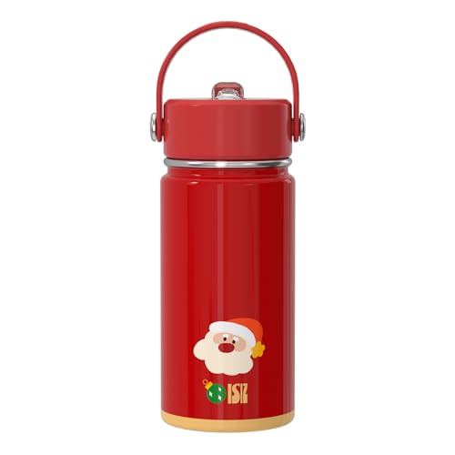 OISIZ 14oz Christmas Water Bottle for Kids — Insulated Stainless Steel Cup with Straw Lid