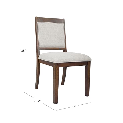Open Back Upholstered Dining Chairs with Wood Frame - Set of 2
