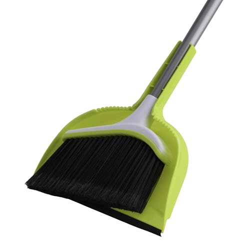 2-Piece Angled Broom and Dustpan Set - 44-Inch Long Handle Sweeper