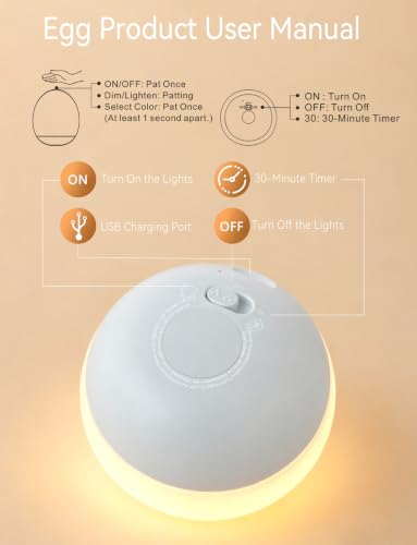 Egg Baby Night Light - Rechargeable Soft Silicone Nursery Lamp with Timer