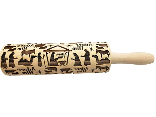 NATIVITY EMBOSSING ROLLING PIN for GINGERBREAD COOKIES CHRISTMAS