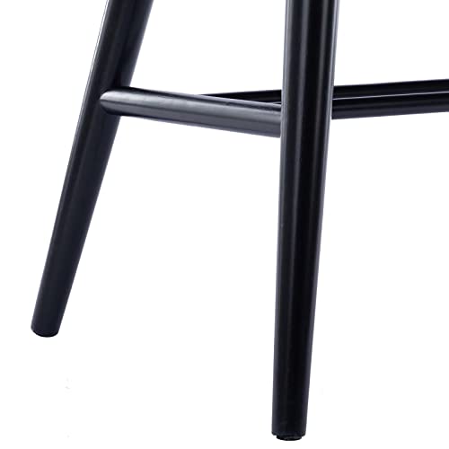Farmhouse Windsor Entryway Bench, Black Rubber Wood Dining Bench