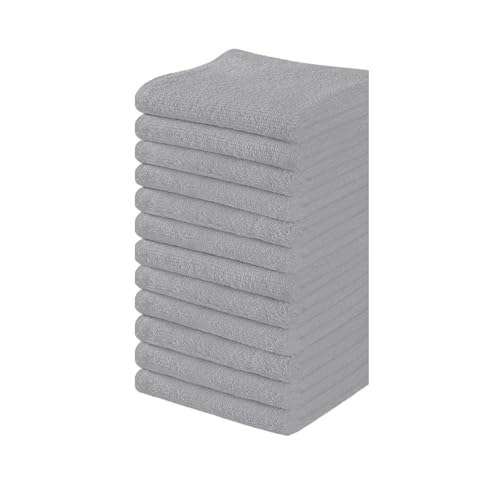 12-Pack Premium Cotton Washcloths - Soft, Highly Absorbent Face Cloths