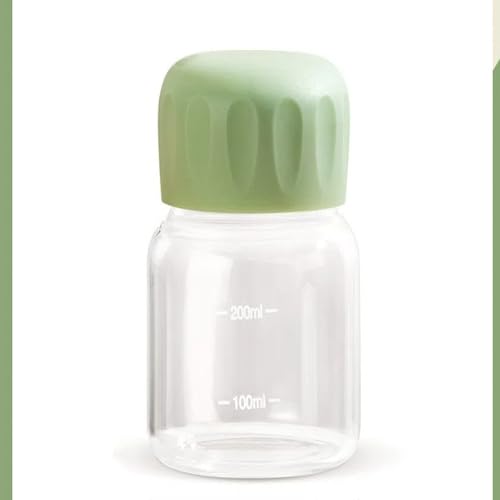GWYANVCIT Green Mini Chubby Glass Water Cup 301-400ml Sealed Milk Bottle