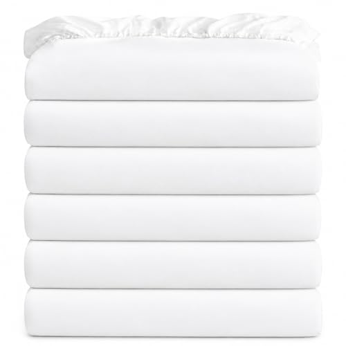 Full Size Fitted Sheets 6-Pack, Microfiber 15-inch Deep Pocket, White