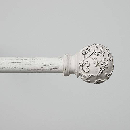 Adjustable Iron Curtain Rod Set with Floral Sphere Finials, 36-72 Inch