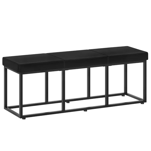 Upholstered Dining Bench with PU Leather Seat, 47-Inch Entryway Bench