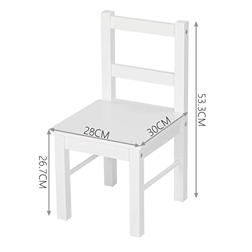 Solid Wood Kids Chairs - Set of 2 White Wooden Toddler Chairs for Playrooms