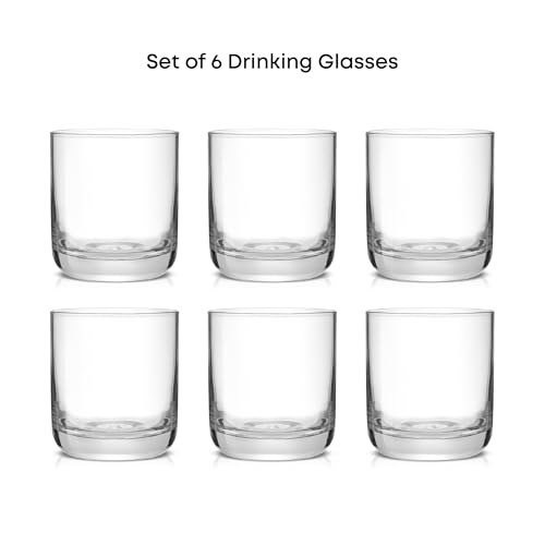 JoyJolt Faye Crystal Whiskey Glasses Set of 6, 10oz Short Tumblers for Scotch & Bourbon