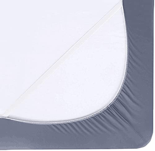 Queen Box Spring Cover - Stretchable 4-Side Bed Skirt Wrap, Grey