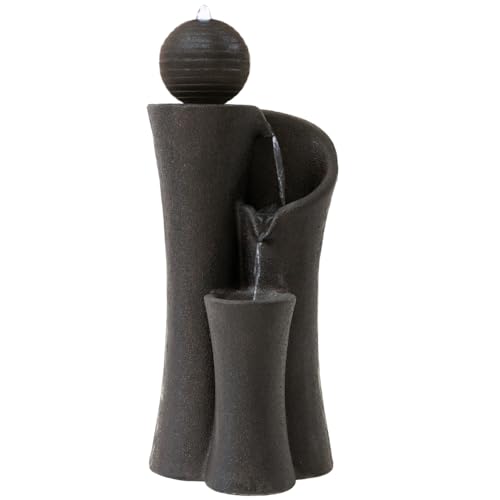 41-Inch Modern Cascading Sphere Water Fountain with LED Lights