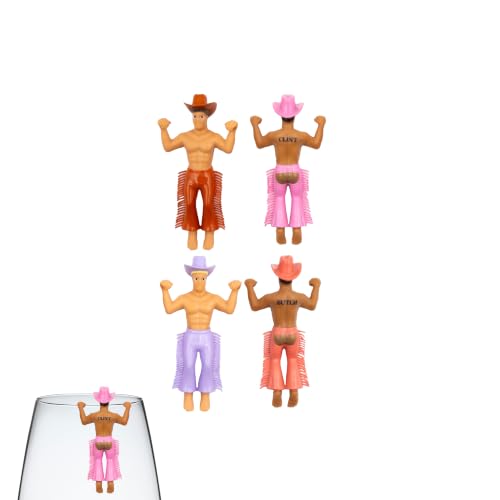 Drinking Buddies Reusable Glass Drink Markers Set - Funny Cowboy Theme