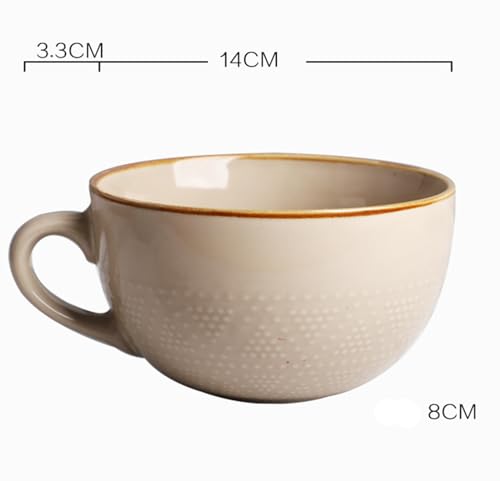 Disoza 24 oz Beige Large Ceramic Coffee Mug with Handle – Oversized Soup Bowl