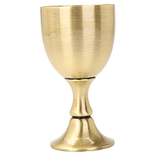 Vintage Brass Wine Goblet 3.5 oz - Handcrafted Golden Altar Chalice