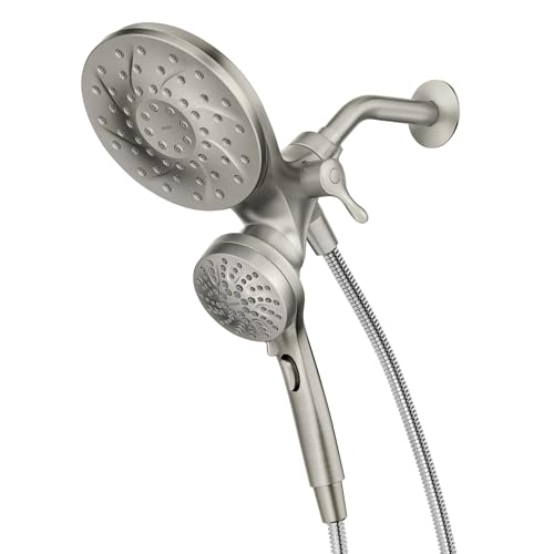2-in-1 Dual Rain Showerhead with Magnetic Handheld Spray, Brushed Nickel