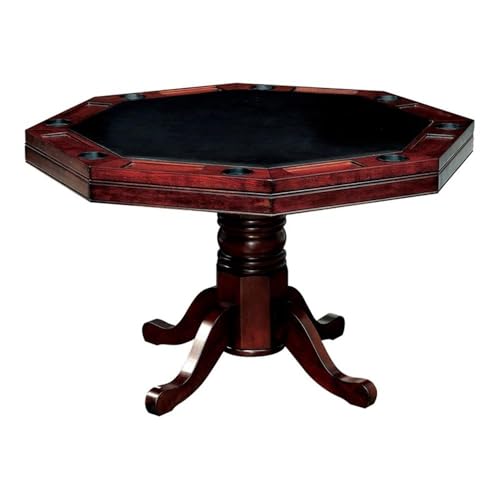 48-Inch Octagon Wood Gaming Table with Interchangeable Top and Cupholders