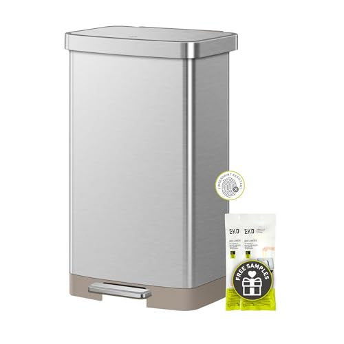 75 Liter Stainless Steel Step Trash Can with Rear Bag Storage