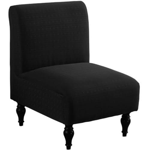 Stretchable Armless Chair Slipcover - Black, Removable & Washable