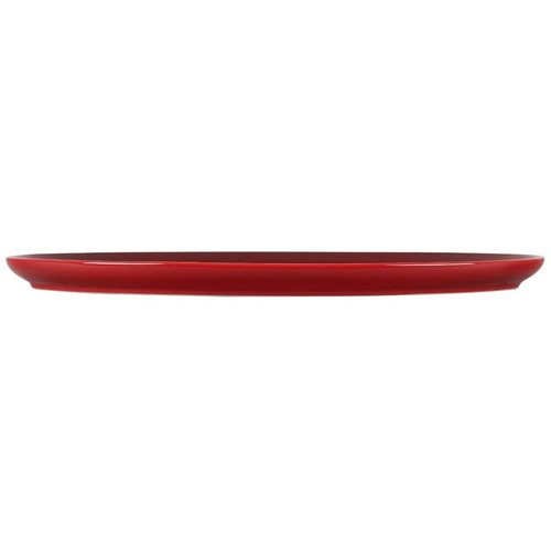 Le Creuset Stoneware Noel Collection: Oval Santa Cookie Platter, 14 oz., Cerise w/Embossed Design