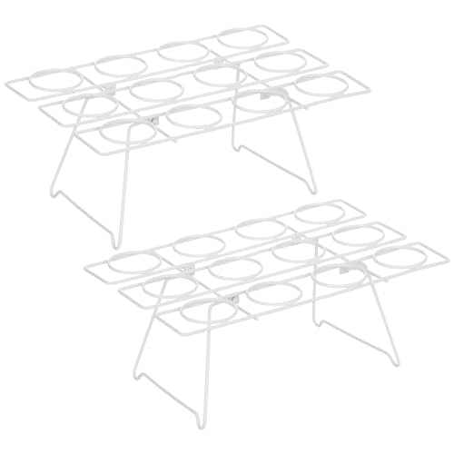 White 2 Pack Ice Cream Cone Holders Rack with 12 Slots for Cake Cones