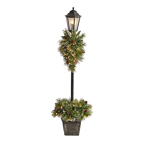 Nearly Natural 5ft Outdoor Christmas Lamp Post with LED Lights & Planter