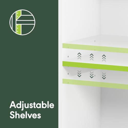 8-Tier Tall Narrow Media Storage Tower with Adjustable Shelves White