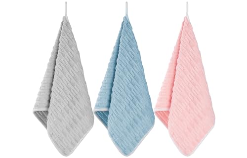 3-Pack Microfiber Hand Towels - 14x29 Inch Soft Striped Bathroom Towels