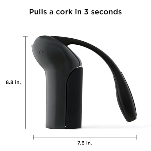 Rabbit Vertical Corkscrew Wine Opener with One-Pull Lever, Black 7.7 x 8.8 in