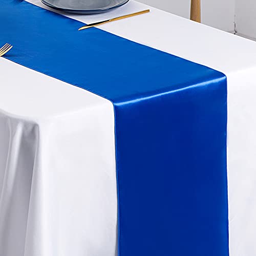 12 Pcs Royal Blue Satin Table Runners 12 x 108 Inches for Weddings & Events