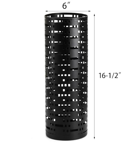 Metal Round Umbrella Stand, 16.5-Inch Slim Entryway Umbrella Holder Bin