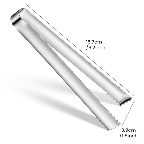 DAILY KISN Stainless Steel Ice Tongs with Teeth - Perfect for Cocktails & Food Serving