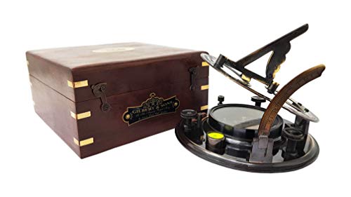 5-Inch Vintage Brass Sundial Compass in Handcrafted Rosewood Gift Box