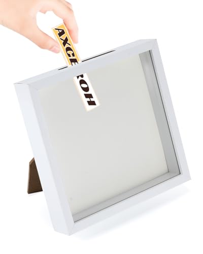 8x8 Inch Shadow Box Display Frame with Top Slot for Memorabilia and Photos